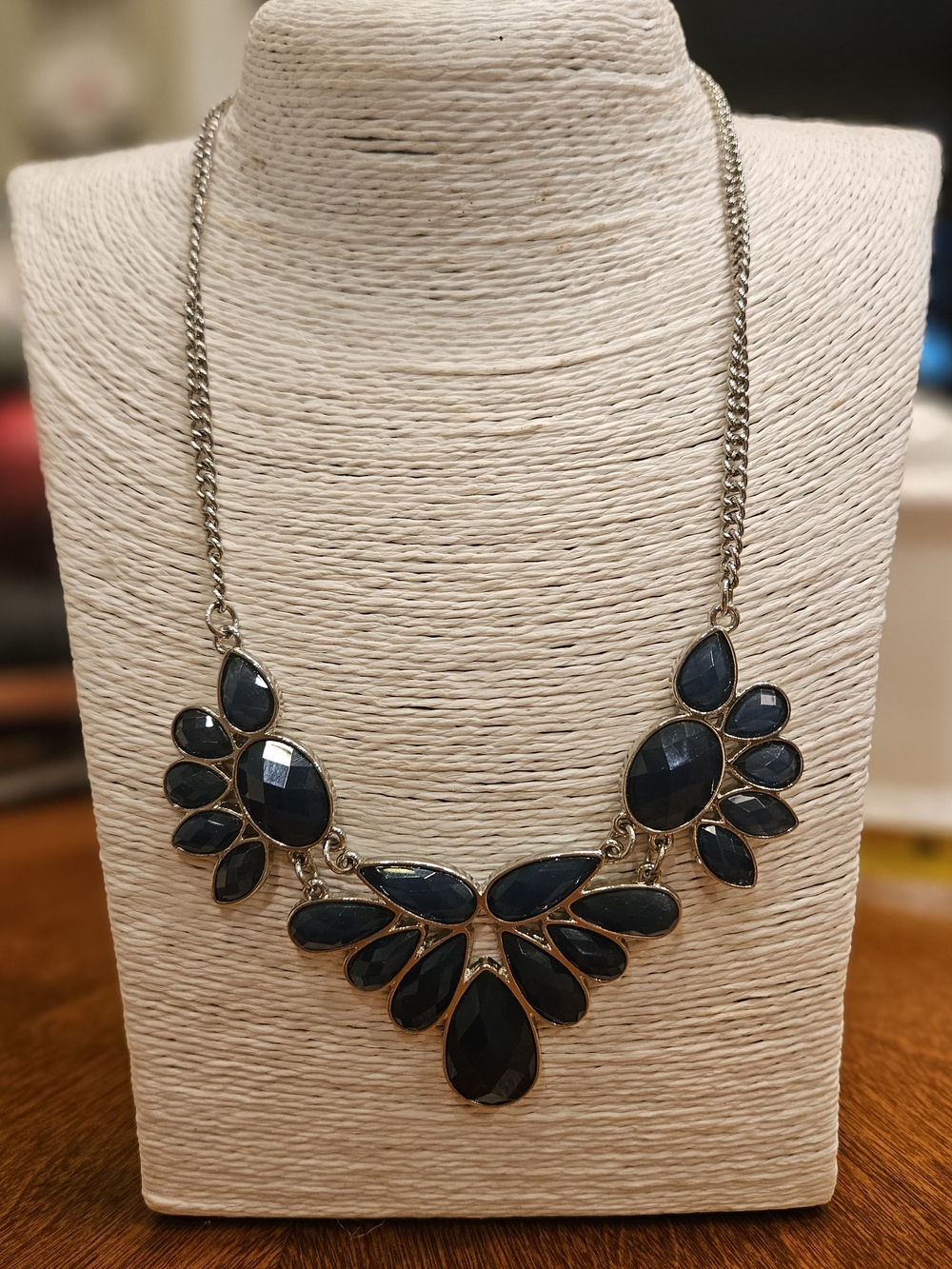 Charming Charlie Dark Blue Faceted Statement Necklace